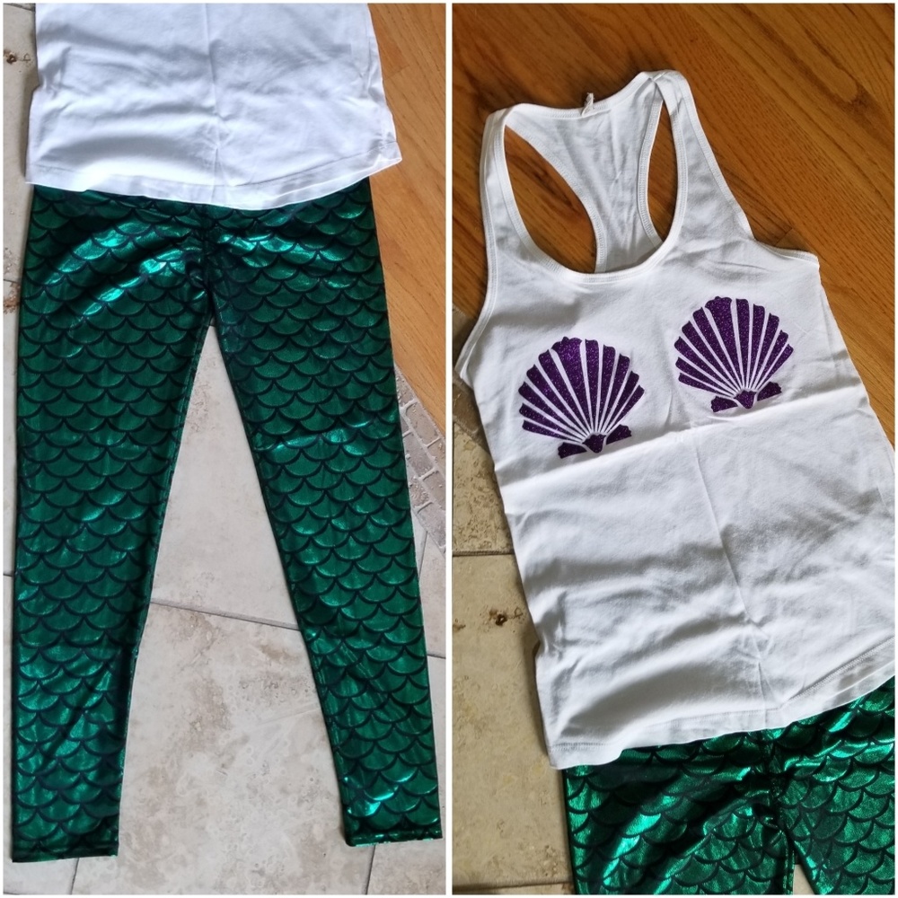 Mermaid Leggings and Mermaid Shell Tank Top